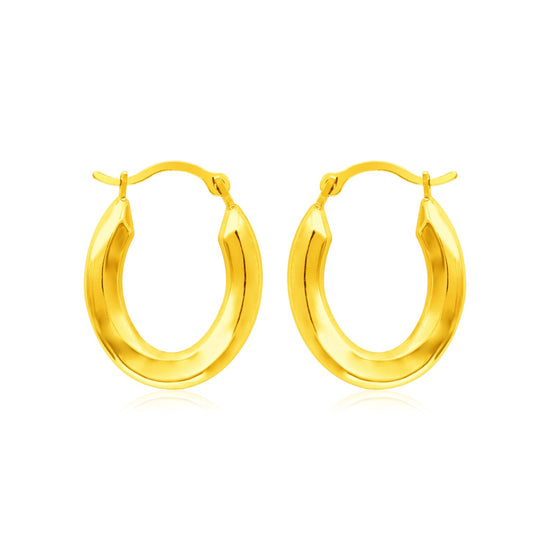 14k Yellow Gold Polished Oval Hoop Earrings