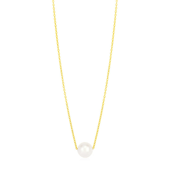 14k Yellow Gold Pearl Solitaire Necklace