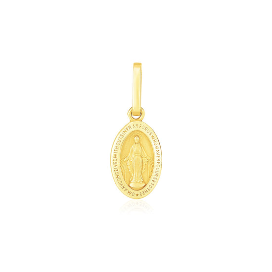 14k Yellow Gold Oval Religious Medal Pendant