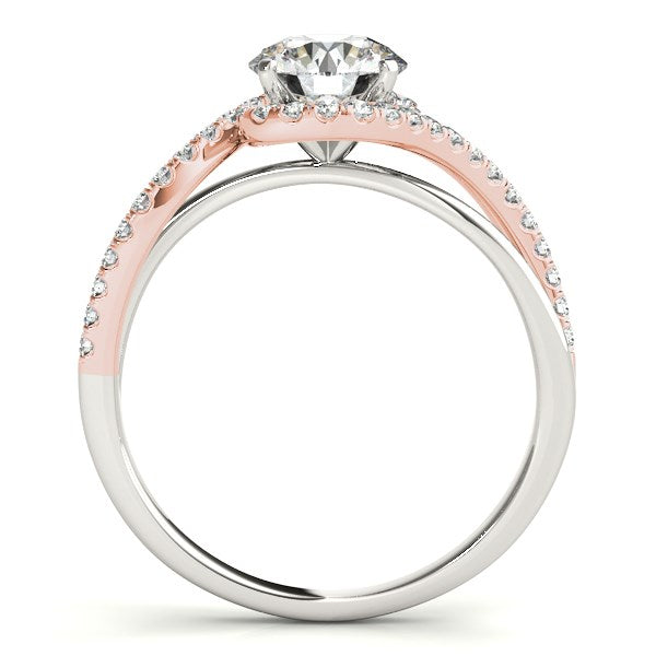 14k White And Rose Gold Bypass Band Diamond Engagement Ring (1 1/8 cttw)