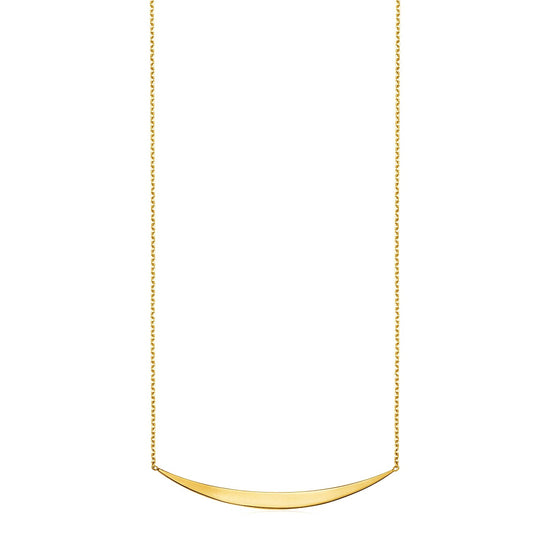 14k Yellow Gold Necklace with Polished Curved Bar Pendant