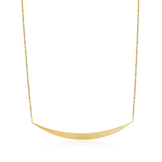 14k Yellow Gold Necklace with Polished Curved Bar Pendant