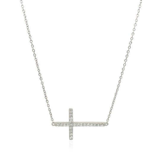 Sterling Silver Cross Bracelet with Cubic Zirconias